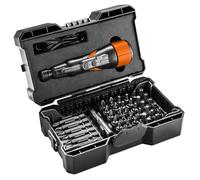 NEO TOOLS Battery-Operated Screwdriver, Micro USB 3.6 V, Li-ion, Speed 280 RPM, Tool Holder 6.35 mm (¼ inch), max. Torque 2.1 Nm, 0.16 kg, Accessories: Short bits, Long bits, bit Adapter, Connection