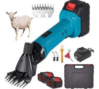 Cordless Sheep Shearing Clippers, 300W Electric Wool Trimmer with 2 Batteries, 9/13 Tooth Blade, 6 Speeds Sheep Shears Kit for Thick Coat Livestock, Goats, Alpacas 9-Teeth