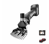 Cordless Sheep Shears 500W Copper Motor, 2×3000mAh Batteries, 0-2600rpm 6-Speed Adjustable, Carbon Steel Blades with Adjustable Gap, 9/13-Tooth Options, UK Plug - for Sheep, Goats, Alpacas