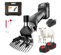 Cordless Sheep Shears, 500W Electric Sheep Shearing Machine with 2 × 6000mAh Batteries, 6-Speed Settings, 9/13-Tooth Blade, 2500RPM Professional Livestock Clippers for Sheep & Goat Black 9-Teeth