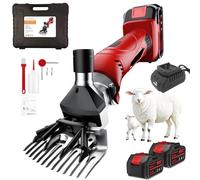 Cordless Sheep Shears, 500W Electric Sheep Shearing Machine with 2 × 6000mAh Batteries, 6-Speed Settings, 9/13-Tooth Blade, 2500RPM Professional Livestock Clippers for Sheep & Goat red 13-Teeth