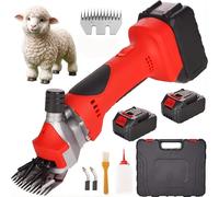 Cordless Sheep Shears, 550w Professional Electric Sheep Shearing Clippers with 2×1300mah Batteries, 6-Speed Adjustable, Lightweight Animal Clipper for Alpacas Goats Farm Livestock Pets 13 Teeth