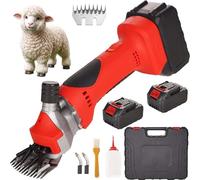 Cordless Sheep Shears, 550w Professional Electric Sheep Shearing Clippers with 2×1300mah Batteries, 6-Speed Adjustable, Lightweight Animal Clipper for Alpacas Goats Farm Livestock Pets 9 Teeth