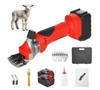Cordless Sheep Shears, Electric Sheep Shearing Clippers 550W with 9 Teeth Blade, Adjust Speed Knob, 1300mAh Livestock Grooming Kit for Sheep Goats Cattle 2battery