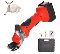 Cordless Sheep Shears, Farm Wool Shearing Clipper with Adjust Speed Knob, 9/13-Tooth Straight Blade, Brushless Motor, Electric Livestock Clippers for Shaving Fur Wool in Sheep Red 13-Tooth 1-Battery