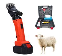 Cordless Sheep Wool Shears, 6 Speed Adjustable, 9 Teeth Carbon Steel Blades, 500W Motor 2400RPM, Professional Grooming Kit for Livestock and Pets (1 Battery & Plug) red