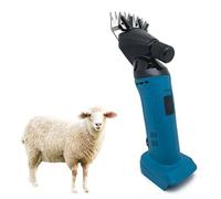 Cordless Sheep Wool Shears, 6 Speed Adjustable, 9 Teeth Carbon Steel Blades, 500W Motor 2400RPM, Professional Grooming Kit for Livestock and Pets (1 Battery & Plug) Blue