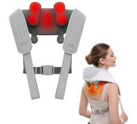 Cordless Shiatsu Neck and Back Massager with Heat, 10 Mins x 12 Uses, 3 Massage Modes & 2 Intensity Levels, 3D Kneading Deep Tissue for Pain Relief, Voice Prompt & Smart Memory, Relax for Women, Men