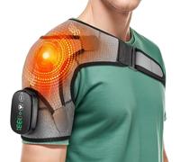 Cordless Shoulder Heating Pad, Heated Shoulder Braced with Massage, Birthday Gift for Men Women (Black and Grey)