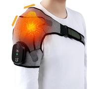 Cordless Shoulder Heating Pad with Vibration Massage for Frozen Shoulder Rotator Cuff Pain Relief, Rechargeable Heated Shoulder Wrap Brace Support for Men & Women, Easy Wear Design