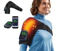 Cordless Shoulder Heating Pad with Vibration Massage, Left Right Heated Shoulder Brace for Rotator Cuff, Shoulder Heated Wrap for Men & Women, 5000mAh Battery, Black