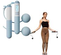 Cordless Skipping Rope, Digital Wireless Jump Rope with Calorie Counter, Gravity Ball Jump Rope without Rope for Home Fitness Workout Equipment for Women Men (F)