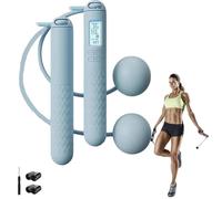 Cordless Skipping Rope for Adults - Portable Ropeless Jump Rope with Digital Counter - Wireless Skipping Rope for Fitness, Exercise, Boxing, and Gym Workouts (Blue)