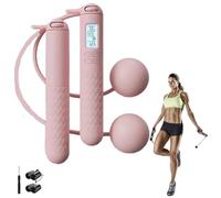 Cordless Skipping Rope for Adults - Portable Ropeless Jump Rope with Digital Counter - Wireless Skipping Rope for Fitness, Exercise, Boxing, and Gym Workouts (Pink-B)