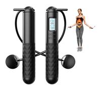Cordless Skipping Rope for Adults, Smart Digital Gravity Ball Jump Rope, Adjustable Hanging Ropeless Skipping Rope with Calorie Counter, Silicone Non-slip Handle Design