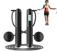 Cordless Skipping Ropes, Ropeless Jump Rope for Adults with Counter Wireless Smart Digital Gravity Ball with Extra Rope for Home Workout Equipment for Women Men (35MM)