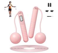 Cordless Skipping Ropes With Counter, Ropeless Skipping Rope, Wireless Weighted Gravities Ball Jump Rope For Adults Fitness,Smart Digital Jump Rope Without Rope, For Women Men Home Workout (Pink)