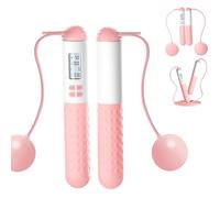 Cordless Skipping Ropes with Smart Counter for Adults Kids, Weighted Jump Rope with Gravity Ball, LCD Display, Adjustable Cord Skipping Rope for Female and Male Indoor Outdoor Exercise Fitness(Pink）