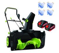 Cordless Snow Blower - Electric Snow Thrower with 4.0Ah Batteries, 50cm Clearing Width, 25cm Depth, 180° Adjustable Chute for Driveways, Paths & Patios