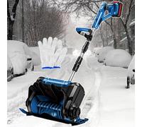 Cordless Snow Shovel, 1200W Handheld Electric Snow Blower, Rechargeable Outdoor Snow Thrower 8m Throwing Distance, 3 Directions Adjustment, for Yard,Property,School Road Red-2batteries