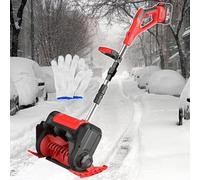 Cordless Snow Shovel, 1200W Handheld Electric Snow Blower, Rechargeable Outdoor Snow Thrower 8m Throwing Distance, 3 Directions Adjustment, for Yard,Property,School Road Red-2batteries