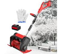 Cordless Snow Shovel, Auto Electric Snow Thrower - Rechargeable, 8 M Throwing Distance, Aluminum Alloy Pole Foldable Snow Blower, for Courtyard, Factory, Playground Blue-2batteries