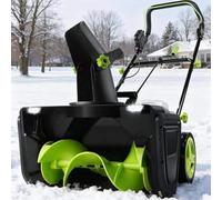 Cordless Snow Thrower, 3500W Snow Blower with Dual LED Lights, 180° Rotating Chute, 20in Clearing Path, 10in Depth, for Residential & Commercial Snow Removal