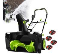 Cordless Snow Thrower, Electric Walk-behind Snow Blower, 3500W, Dual LED Lights, 180° Rotating Chute, 20in Clearing Path, 10in Depth, Snow Sweeper with 4 Batteries