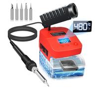 Cordless Soldering Iron for Makita 18V Battery Fast Heating,Electric Digital LCD Soldering Station with USB and Type C Charge Ports,Portable Adjustable Solder Iron kit for DIY,Jewelry (Red 2)