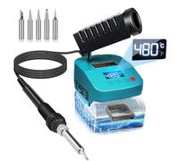 Cordless Soldering Iron for Makita 18V Battery Fast Heating,Electric Digital LCD Soldering Station with USB and Type C Charge Ports,Portable Adjustable Solder Iron kit for DIY,Jewelry (Blue 2)