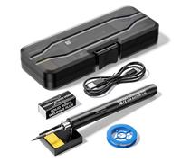 Cordless Soldering Iron Kit, Rechargeable USB Soldering Iron, Portable Soldering Irons 800mAh Welding Kit, Adjustable Temperature 300℃ - 450℃, Electric Soldering Irons Pen for Repairing (Black)