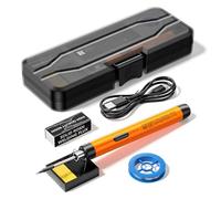 Cordless Soldering Iron Kit, Rechargeable USB Soldering Iron, Portable Soldering Irons 800mAh Welding Kit, Adjustable Temperature 300℃ - 450℃, Electric Soldering Irons Pen for Repairing (Orange)