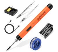 Cordless Soldering Iron Kit, USB Soldering Iron with 3 Temperature Adjustable 300℃-450℃, 3 Soldering Tips, Mini Stand, Solder Wire, Solder Paste, Solder Iron Set for Welding Repair - Orange