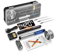 Cordless Soldering Iron Kit with LCD Display - Rechargeable USB C Soldering Iron Adjustable Temperature 260℃-420℃, with Solder Sucker 3 Soldering Tips Portable 1000mAh Electric Soldering Irons Pen