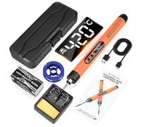 Cordless Soldering Iron Kit with LCD Display - Rechargeable USB C Soldering Iron Adjustable Temperature 260℃-420℃,Portable Soldering Irons 1000mAh WeldingKit,Electric Soldering Irons Pen (Orange)