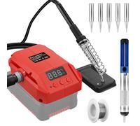 Cordless Soldering Iron Set for Einhell 18 V Power X-Change Battery, 60 W LCD Adjustable Temperature 180-480 °C, with On/Off Switch, Suction Rod, Soldering Iron Stand for Electrical Work