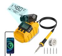 Cordless Soldering Iron Station for DEWALT 18V 20V Batteries, 60W Digital Display Soldering Iron Kit with 200-480℃ Temp Control Fast Heating 5 Tips USB/Type-C Charge Output (Tool Only)