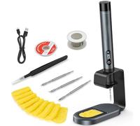 Cordless Soldering Iron with LCD Display, 7s Fast Heat Up, Adjustable Temp 392-842°F, USB-C Rechargeable, Auto Sleep, 3 C210 Tips Portable Soldering Pen Kit for DIY & Electronics Repair