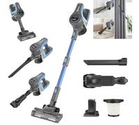 Cordless Stick Vacuum Cleaner,15000PA Cordless Vacuum Cleaner 3 in 1,Handheld Stick Vacuum with LED Light +1 HEPA Filters + 3000mAh Rechargeable Battery,Pet,Crevice & Multi-Surface Tools,Blue+Grey