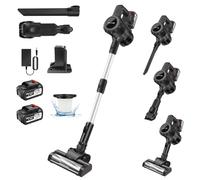 Cordless Stick Vacuum Cleaner,15000PA Cordless Vacuum Cleaner 6 in 1,Handheld Stick Vacuum with LED Light +1 HEPA Filters + 2x3000mAh Rechargeable Battery,Pet,Crevice & Multi-Surface Tools, grey