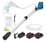 Cordless Stick Water Pump, 2 x 3.0Ah Batteries, 1800/2200/2400 L/h High Flow, 56mm Bottom lnlet, Three-Speed Adjustable, 60-Min Runtime, Detachable Water Transfer Pump with Water Pipe, 3 Meter Lift