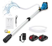 Cordless Stick Water Pump, 2 x 3.0Ah Batteries, 1800/2200/2400 L/h High Flow, 5CM Bottom lnlet, Three-Speed Adjustable, 60-Min Runtime, Detachable Battery Water Pump with Water Pipe, 3 Meter Lift