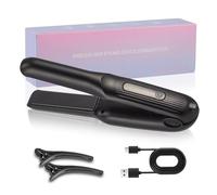 Cordless Straighteners, 2 in 1 Hair Straightener and Curler with 4 Temperature, Mini Hair Straighteners for Women, Portable Wireless Straightener Curling Iron, USB Rechargeable, Fast Heat Up