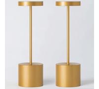 Cordless Table Lamp Rechargeable Outdoor Portable Battery Operated LED Light, IP54, 3 Color Dimmable, for Home Restaurant Outside Dining Bar Patio Kitchen Party Cocktail (2-Pack Gold)