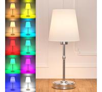 Cordless Table Lamp with Rechargeable Light Bulb 2200mAh Battery Operated Silver Small Vintage Decor Bedside Lamps, 4 Color Temperatures/Timer/Dimmer/Color Changing Table Lamps for Bedroom Living Room