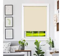 Cordless Tear Down Room Darkening Shade - 37 Inch Width, 72 Inch Length - Ivory - Cord-Free Customizable Light Filtering Horizontal Mini Vinyl Windows Blinds for Interior by Achim Home Decor