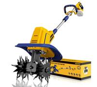 Cordless Tiller Cultivator Compatible with Dewalt 20V Battery(Tool Only), 360RPM Battery Powered Garden Cultivator, 9In Tilling Width & 7In Depth Tiller for Gardening