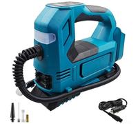 Cordless Tire Inflator Air Compressor Portable Pump With Digital Display For Mk 18v Dcb 20v Max For Mw Series Batteries Metal Cylinder Brushless Motor Auto Shut Off 160 Psi Blue(A)