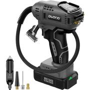 Cordless Tire Inflator Portable Air Compressor with 20V/12V Dual Power, 180PSI with ±1% Accurate Color Digital Gauge, Auto Shut-Off, LED Light, Carrying Case for Car Bike Motorcycle Ball