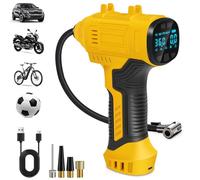 Cordless Tyre Inflator Air Compressor, 25L/min Hand Held Digital Tyre Pump with Pressure Gauge, Rechargeable Battery, Portable Car Accessories with LED Light Electric Pump for Car/Bike/Motorcycle/Ball